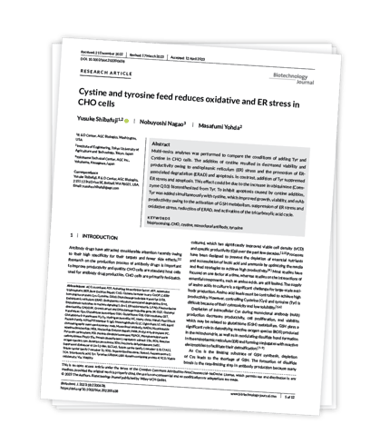 Cystine and tyrosine feed in CHO cells article - download graphic